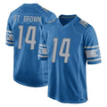 Seanshop D.Lions #14 Amon-Ra St. Brown Player Blue Home Game Stitched Jerseys