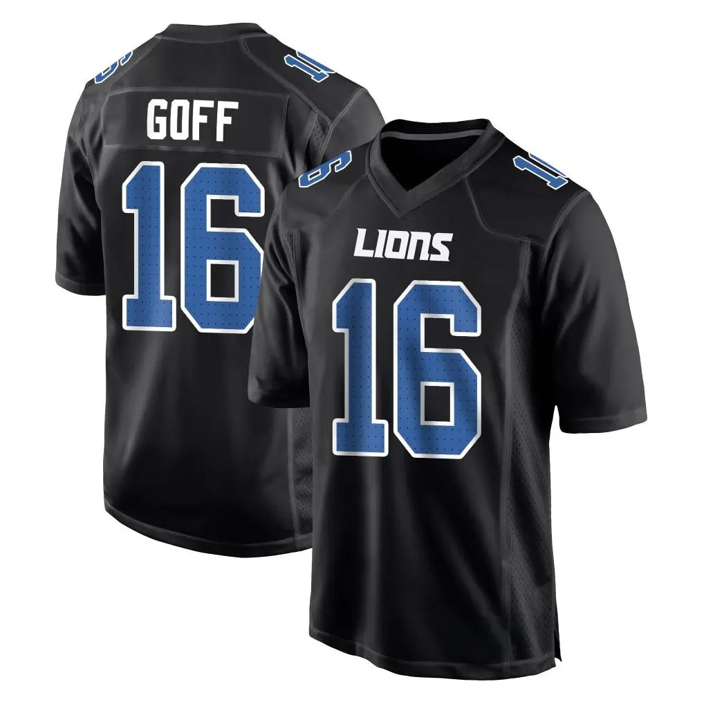 Seanshop D.Lions #16 Jared Goff Player Black Fashion Home Game Stitched Jerseys