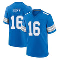 Seanshop D.Lions #16 Jared Goff Player Blue Alternate Home Game Stitched Jerseys