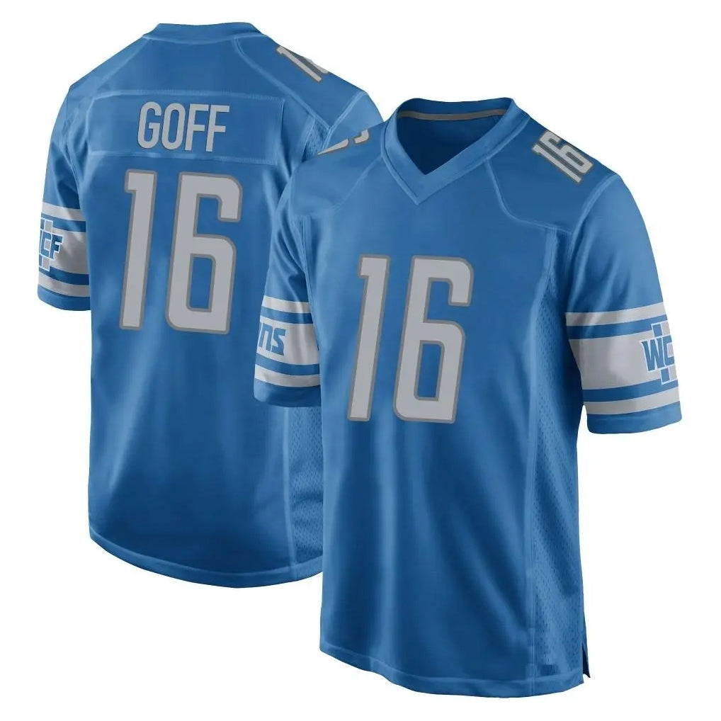 Seanshop D.Lions #16 Jared Goff Player Blue Home Game Stitched Jerseys