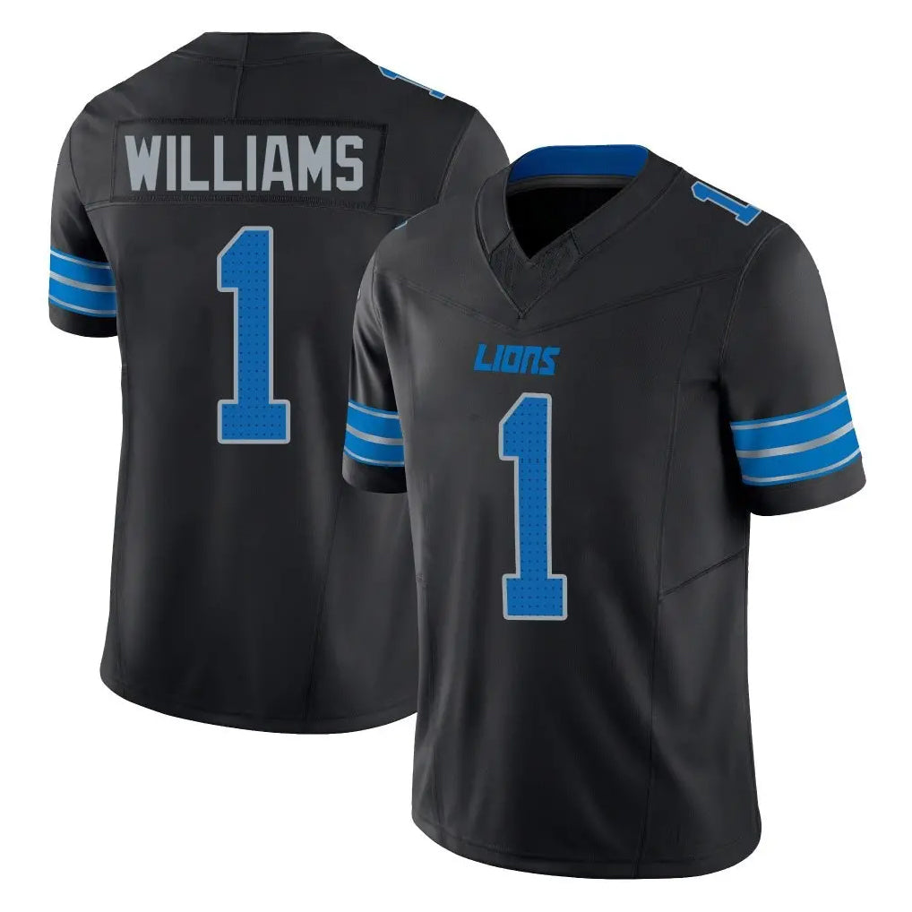 Seanshop D.Lions #1 Jameson Williams Player Black Alternate Vapor F.U.S.E. Limited Home Game Stitched Jerseys