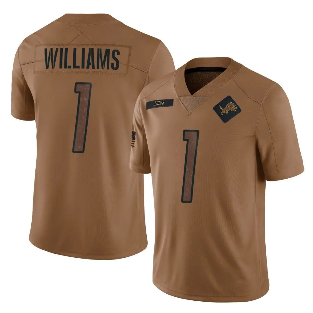 Seanshop D.Lions #1 Jameson Williams Player Brown Salute To Service Limited Stitched Jerseys
