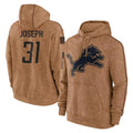 Seanshop D.Lions #31 Kerby Joseph Player Brown Salute to Service Hoodies Limited Game Stitched Jerseys
