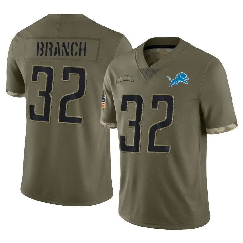 Seanshop D.Lions #32 Brian Branch Player Olive Salute To Service Limited Stitched Jerseys