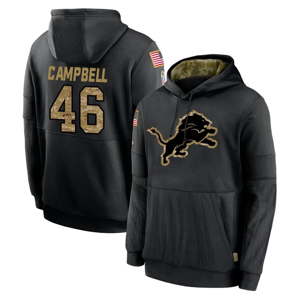 Seanshop D.Lions #46 Jack Campbell Player Black Salute to Service Hoodies Limited Game Stitched Jerseys