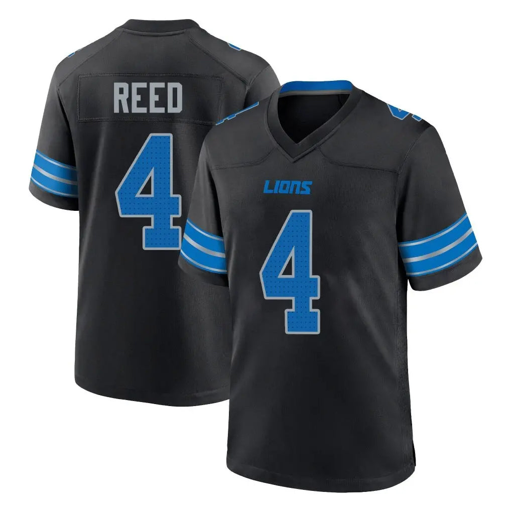 Seanshop D.Lions #4 D.J. Reed Player Black Alternate Home Game Stitched Jerseys
