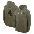 Seanshop D.Lions #4 D.J. Reed Player Olive Salute to Service Pullover Hoodies Limited Stitched Jerseys