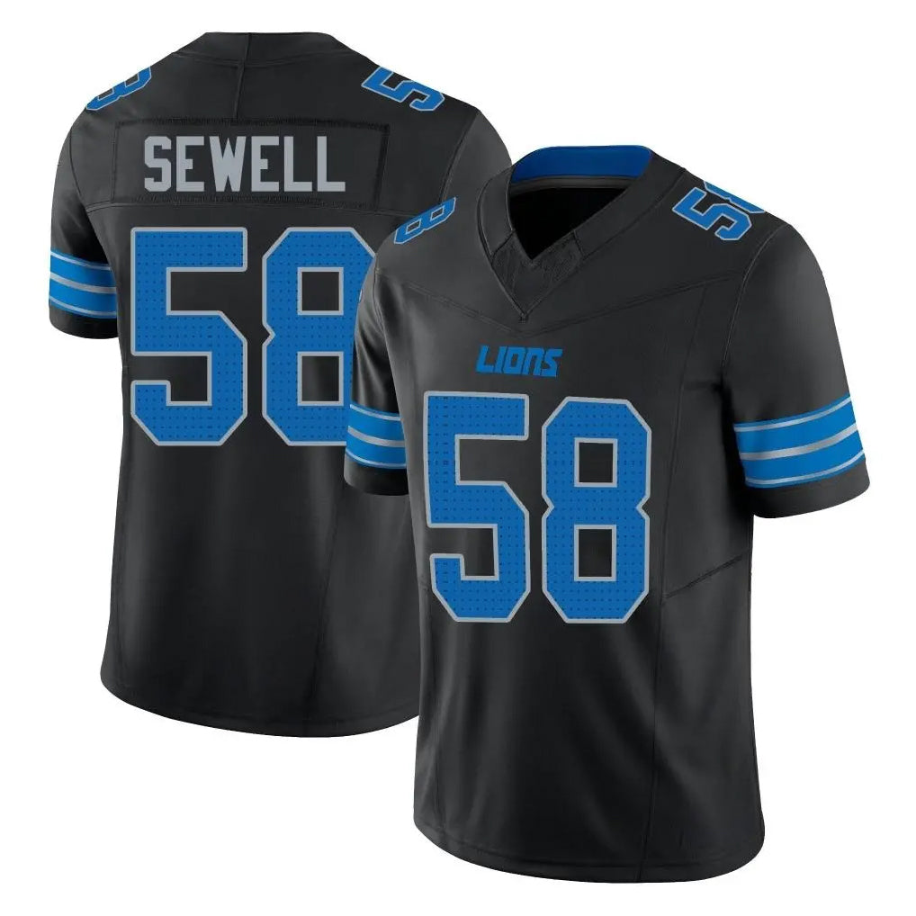 Seanshop D.Lions #58 Penei Sewell Player Black Alternate Vapor F.U.S.E. Limited Home Game Stitched Jerseys