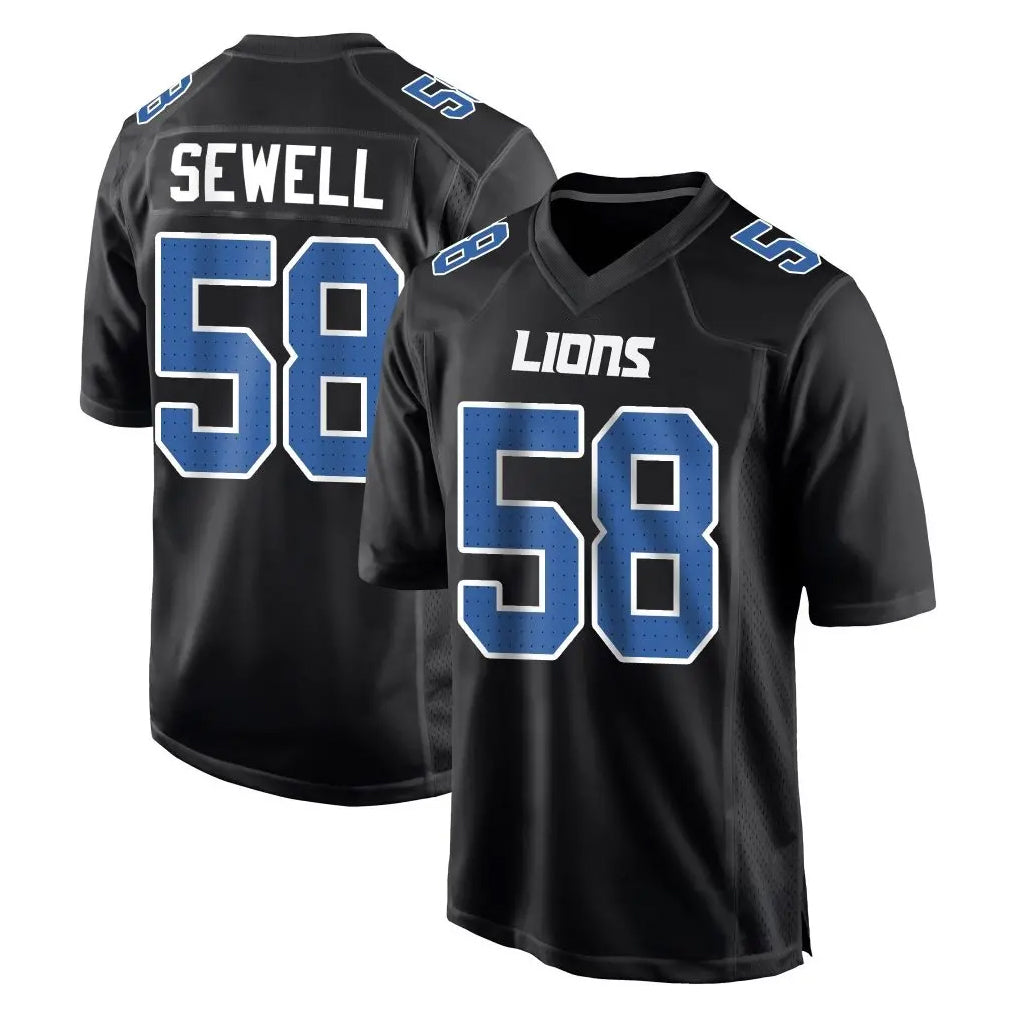 Seanshop D.Lions #58 Penei Sewell Player Black Fashion Home Game Stitched Jerseys