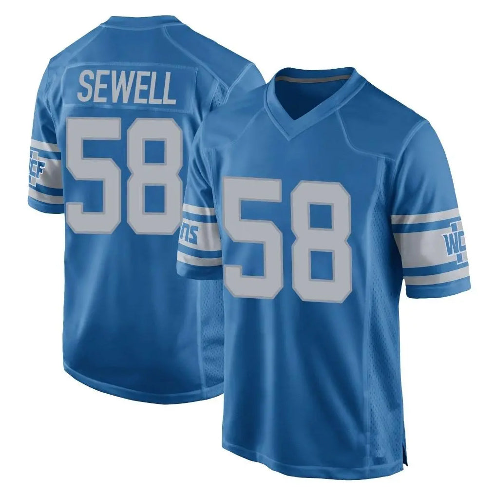 Seanshop D.Lions #58 Penei Sewell Player Blue Vapor Untouchable Throwback Game Stitched Jerseys