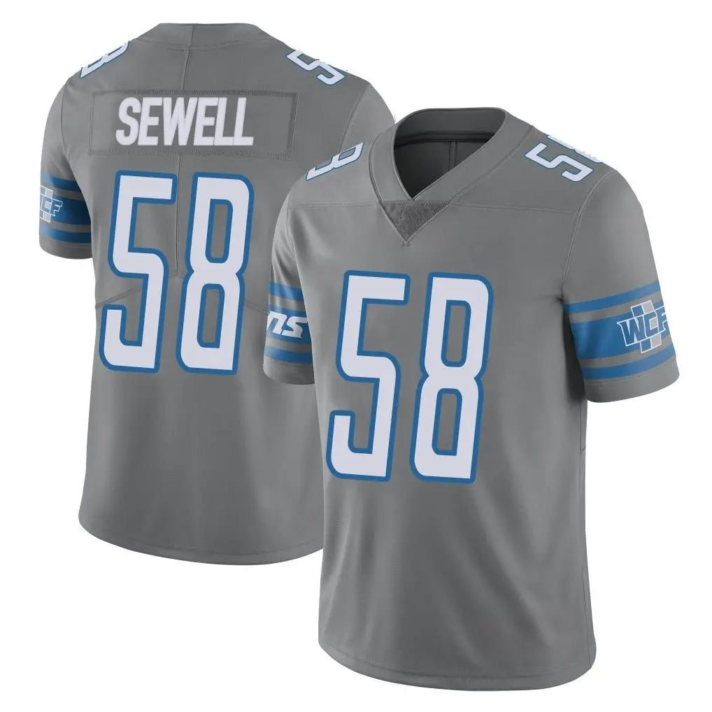 Seanshop D.Lions #58 Penei Sewell Player Gray Vapor Untouchable Limited Home Game Stitched Jerseys