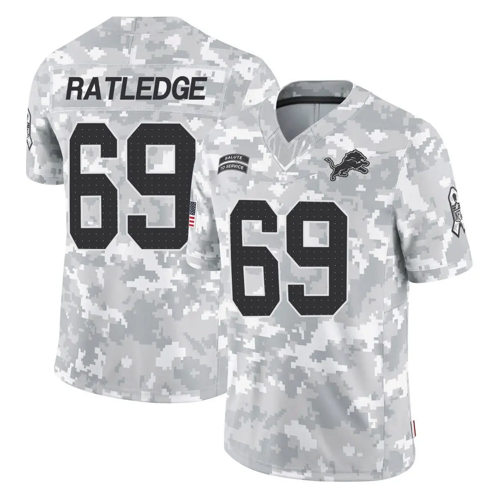 Seanshop D.Lions #69 Tate Ratledge Player Arctic Camo Salute To Service Limited Stitched Jerseys