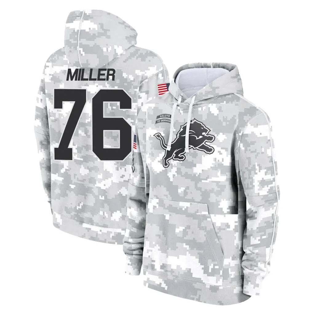 Seanshop D.Lions #76 Blake Miller Player Arctic Camo Salute to Service Hoodies Limited Game Stitched Jerseys