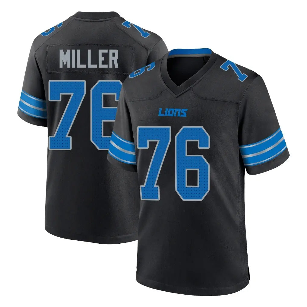 Seanshop D.Lions #76 Blake Miller Player Black Alternate Home Game Stitched Jerseys