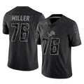 Seanshop D.Lions #76 Blake Miller Player Black Reflective Limited Home Game Stitched Jerseys