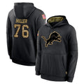Seanshop D.Lions #76 Blake Miller Player Black Salute to Service Hoodies Limited Game Stitched Jerseys