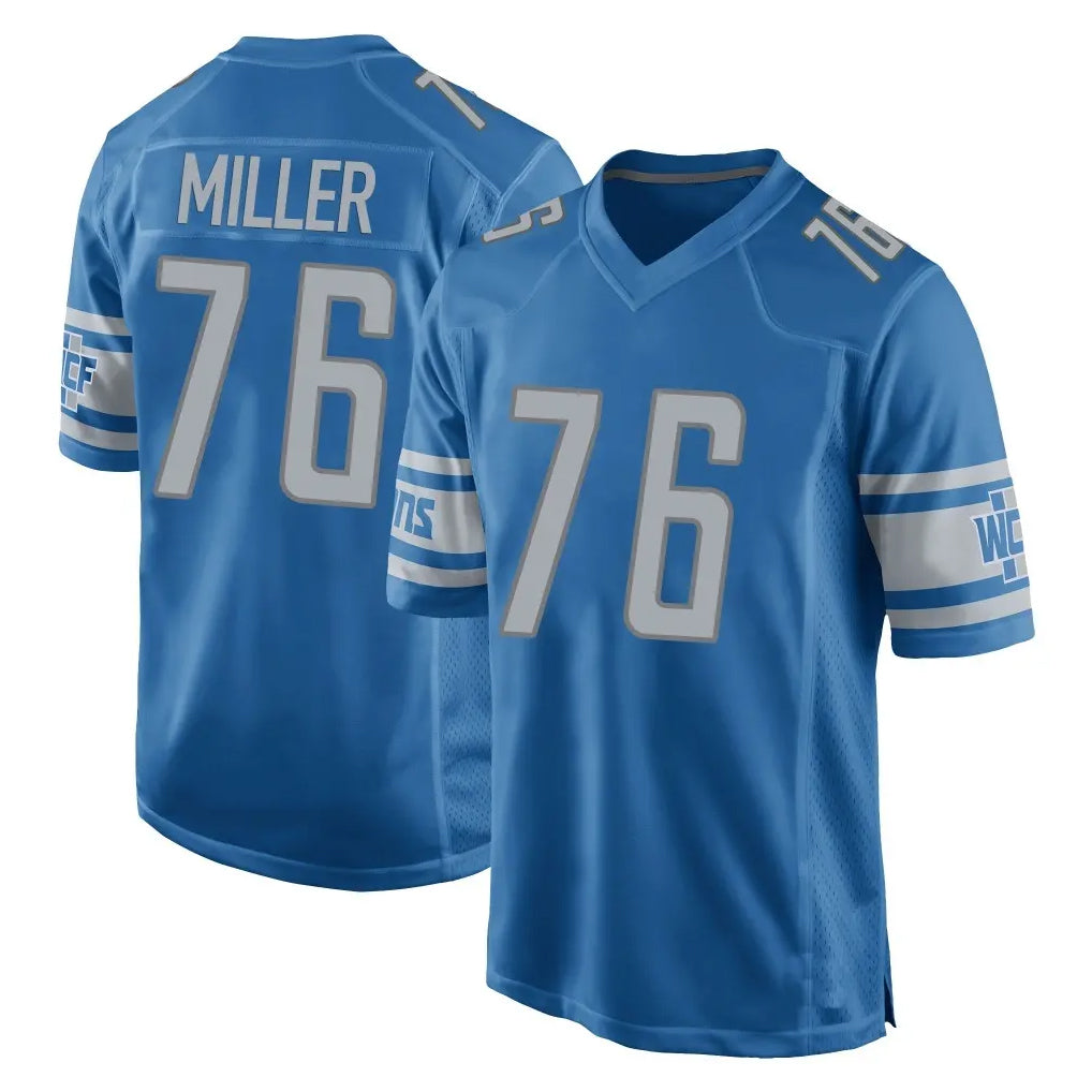 Seanshop D.Lions #76 Blake Miller Player Blue Home Game Stitched Jerseys