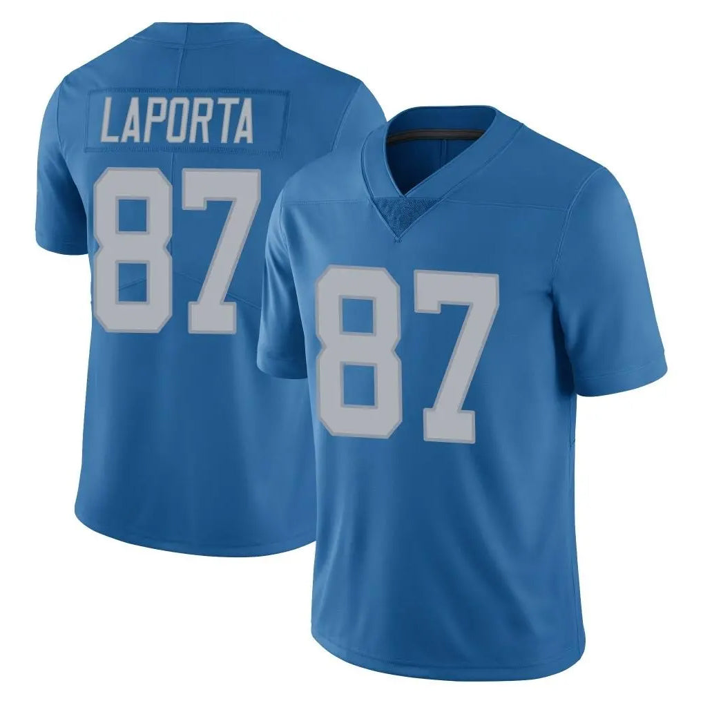 Seanshop D.Lions #87 Sam LaPorta Player Blue Limited Throwback Vapor Untouchable Stitched Jerseys