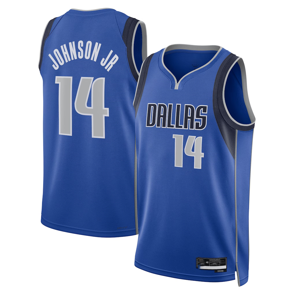 Leonaf D.Mavericks #14 Morez Johnson Jr. Blue Icon Swingman Stitched Jerseys