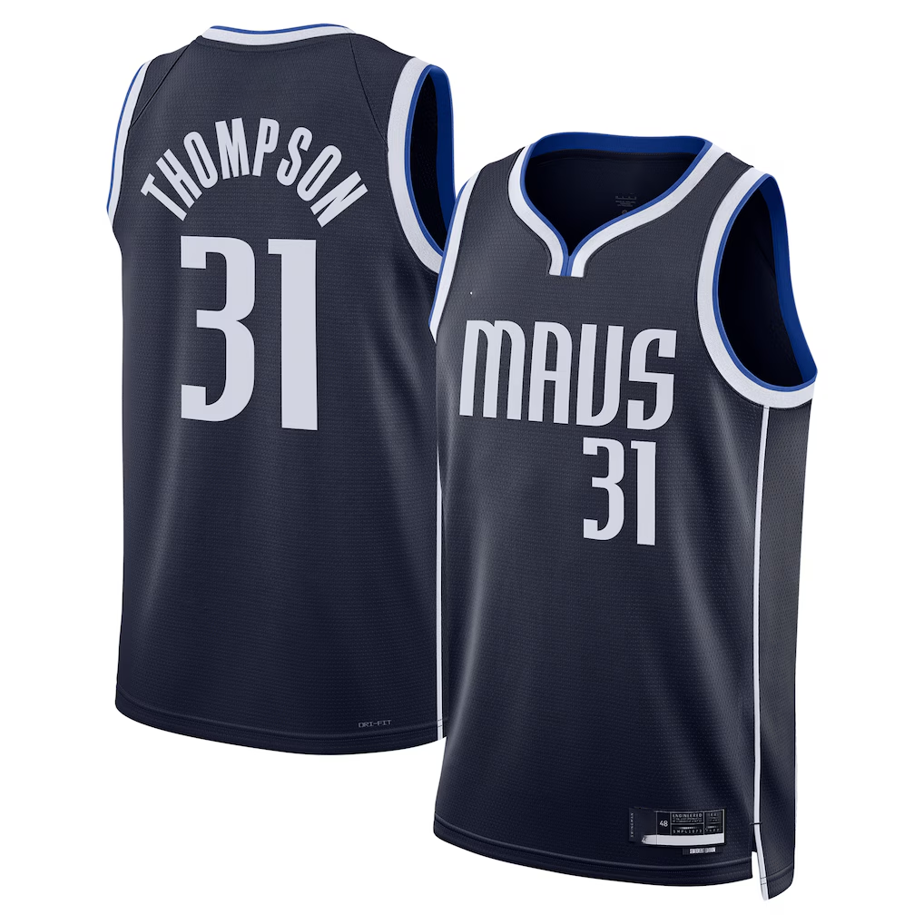 Leonaf D.Mavericks #31 Klay Thompson Navy Statement Edition Swingman Stitched Jerseys