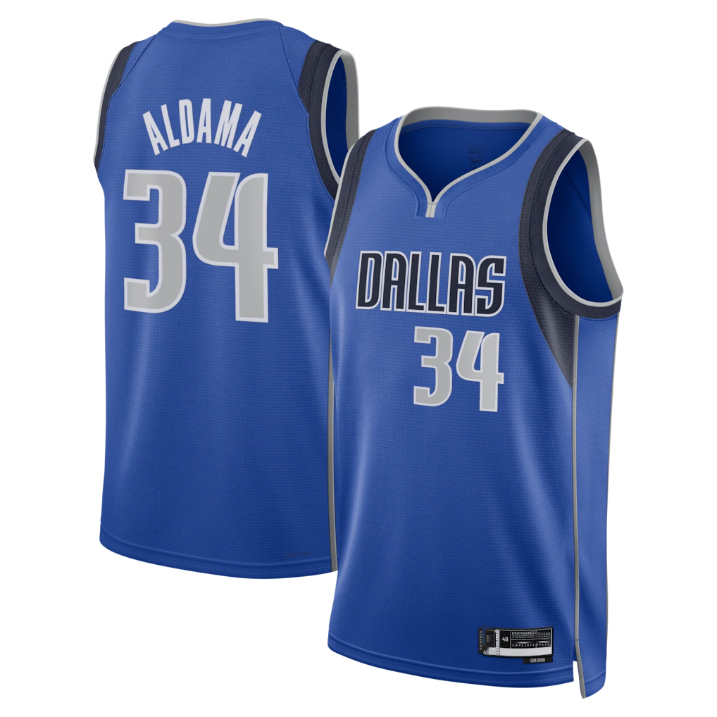 Leonaf D.Mavericks #34 Santi Aldama Blue Icon Edition Swingman Stitched Jerseys
