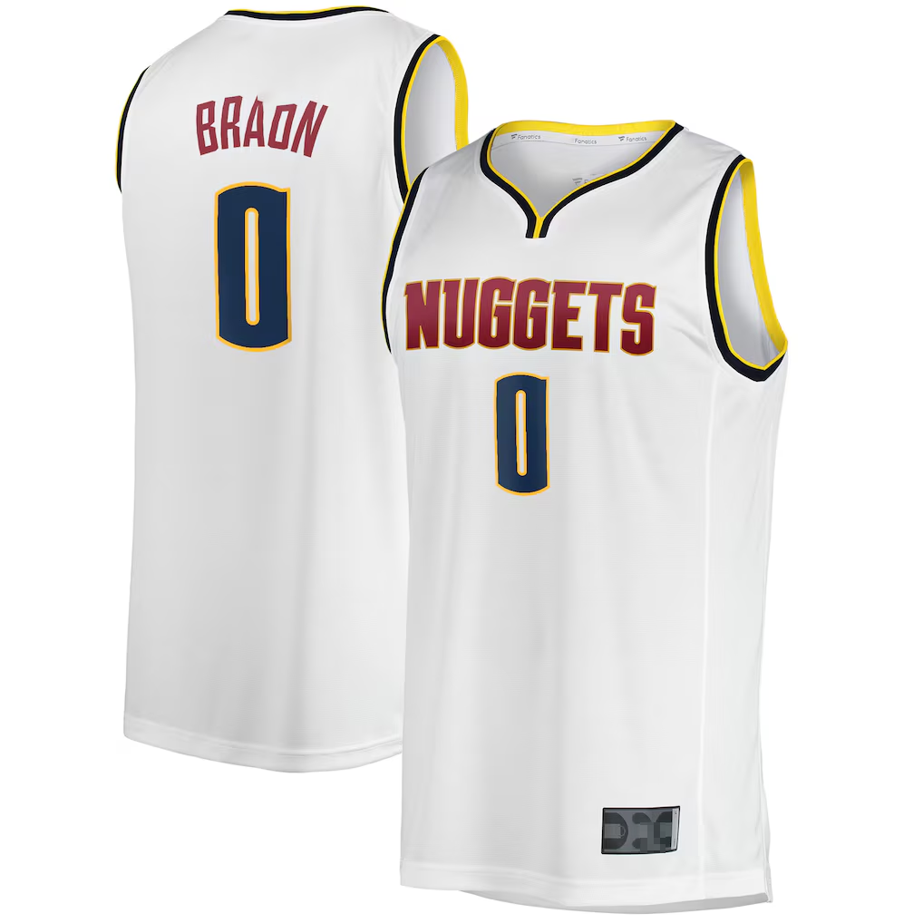 Seanshop D.Nuggets #0 Christian Braun  White Fast Break Player Jerseys - Association Edition