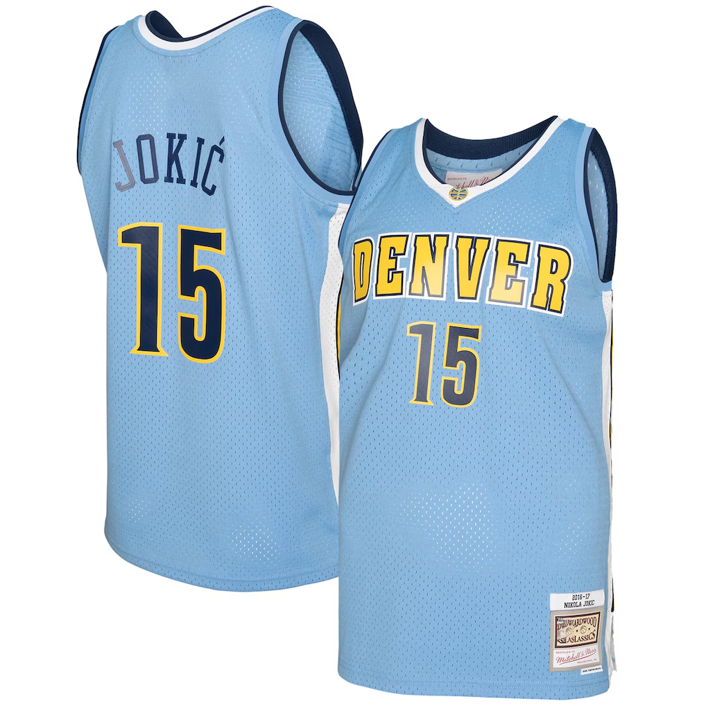 Seanshop D.Nuggets #15 Nikola Jokic Mitchell & Ness Light Blue 201617 Swingman Jerseys