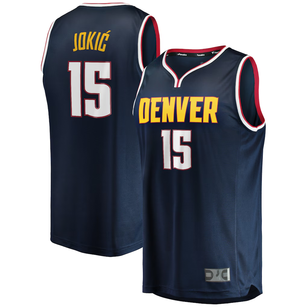 Seanshop D.Nuggets #15 Nikola Jokic  Navy Fast Break Player Jerseys - Icon Edition