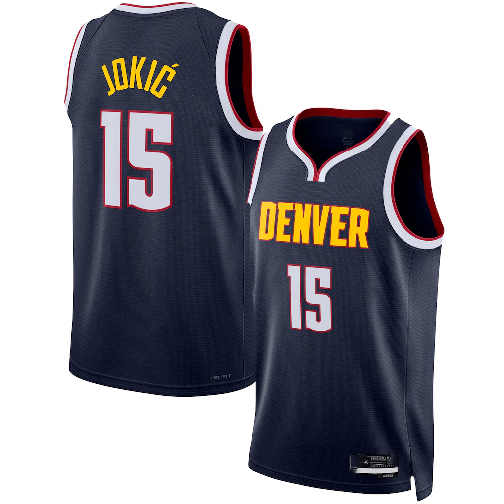 Seanshop D.Nuggets #15 Nikola Jokic Navy Swingman Jerseys - Icon Edition