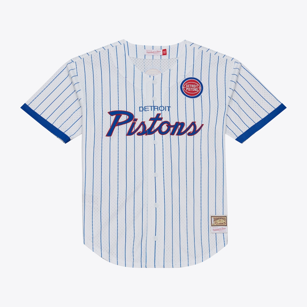 Leonaf D.Pistons Mitchell & Ness White Head Coach Pinstripe Mesh Full-Button Baseball Jerseys