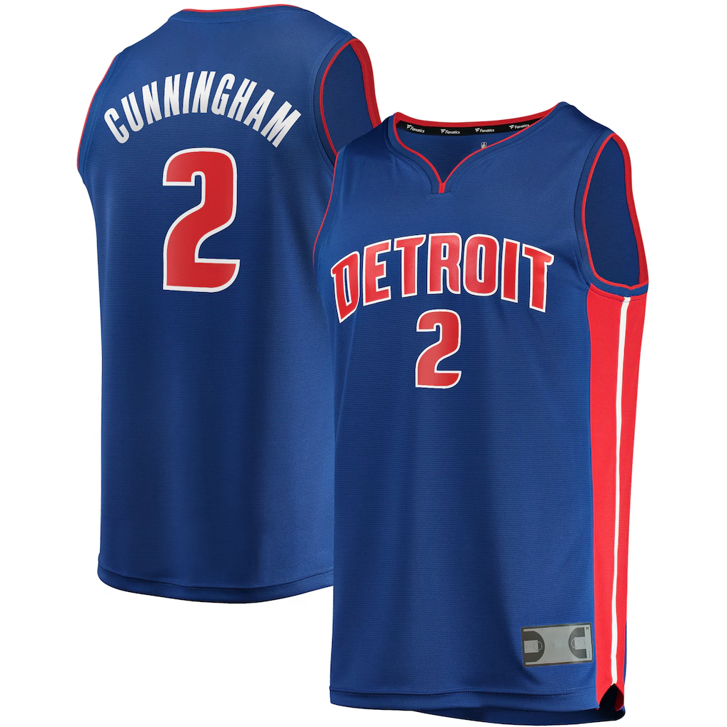 Leonaf D.Pistons #2 Cade Cunningham  Blue Fast Break Replica Jerseys - Icon Edition