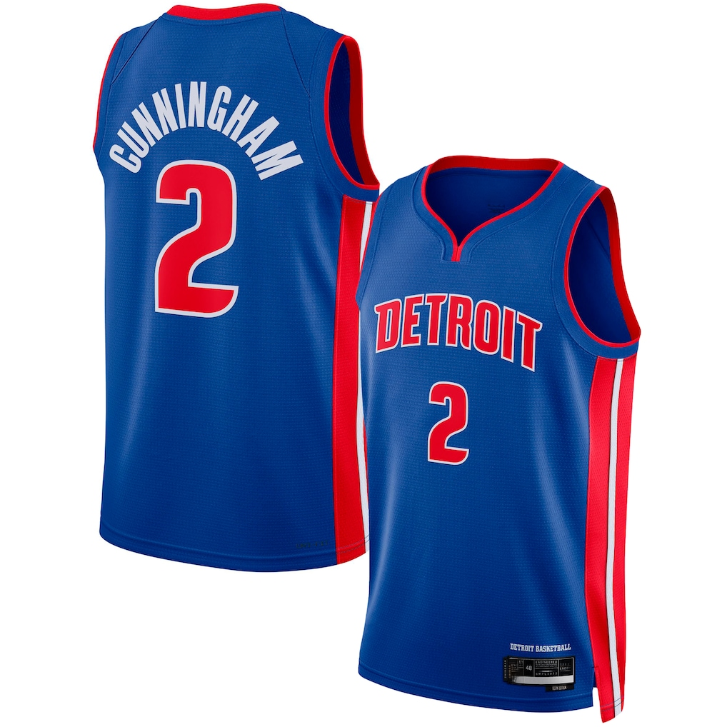 Leonaf D.Pistons #2 Cade Cunningham Blue Swingman Jerseys - Icon Edition
