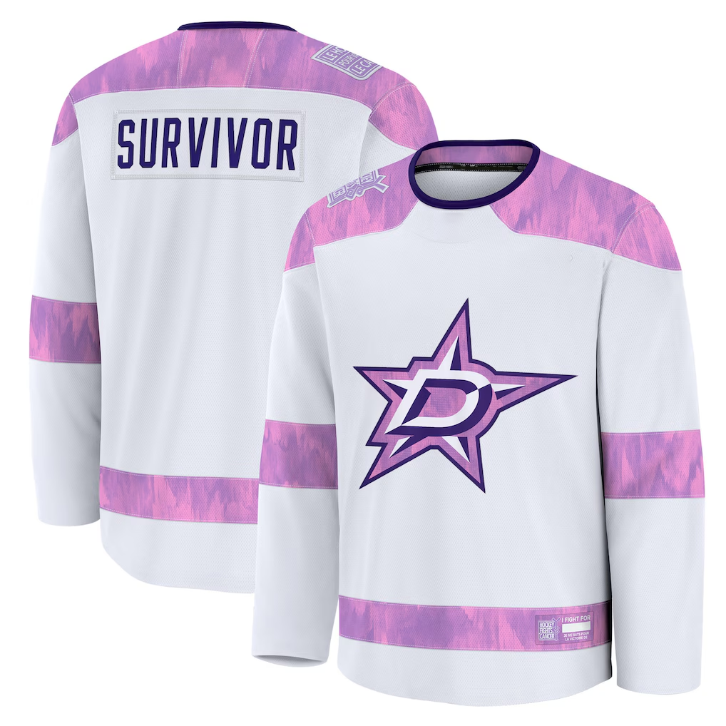 Seanshop D.Stars White Hockey Fights Cancer Survivor Practice Jerseys