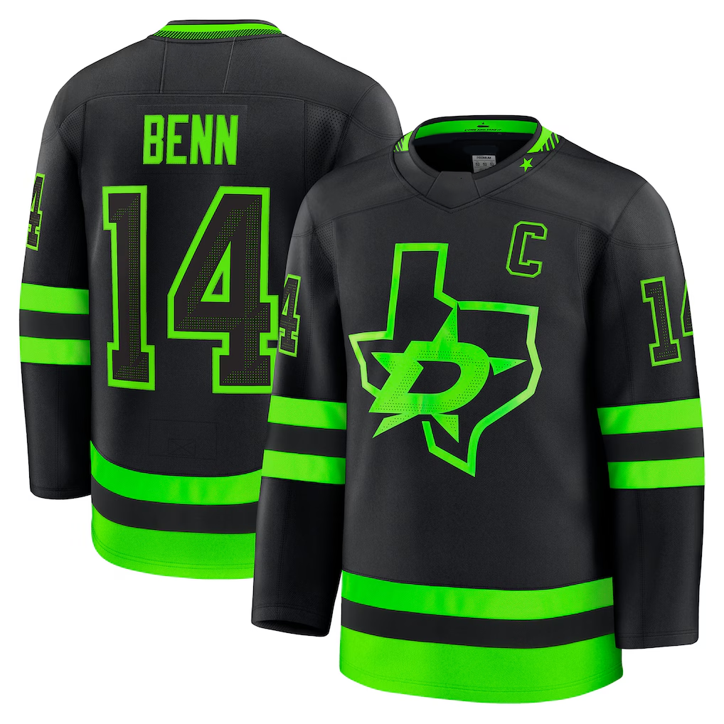 Seanshop D.Stars #14 Jamie Benn Black Alternate Premium Jerseys
