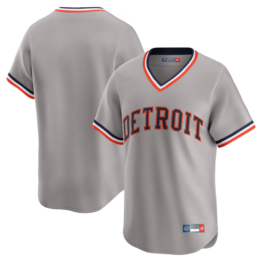 Seanshop D.Tigers Gray Cooperstown T-shirt Home Game Blank Player Stitched Jerseys