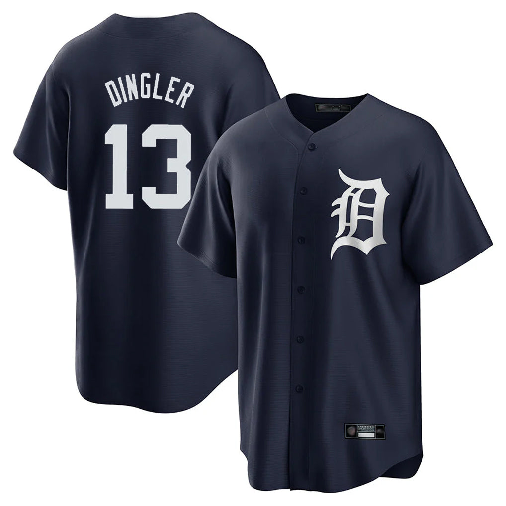 Seanshop D.Tigers #13 Dillon Dingler Player Navy Game Home Stitched Jerseys