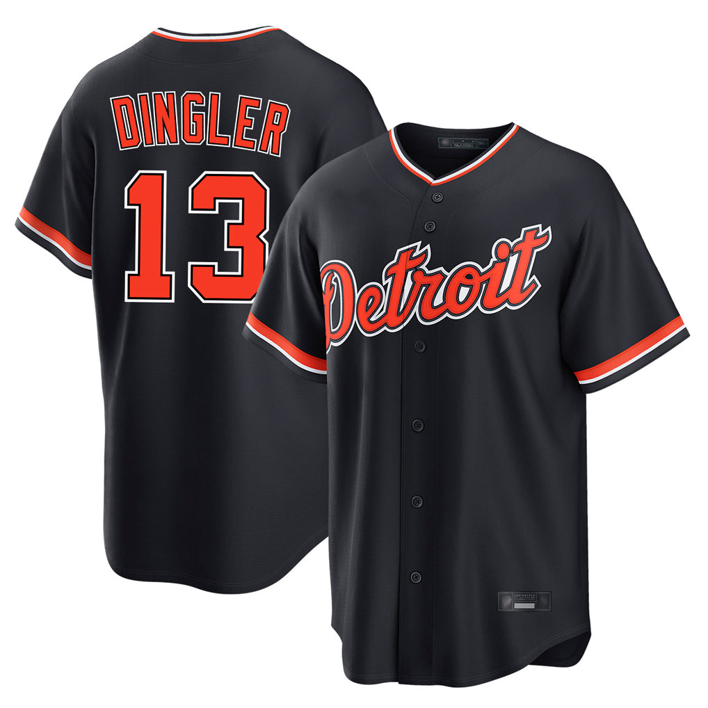 Seanshop D.Tigers #13 Dillon Dingler Player Navy Home Game Stitched Jerseys
