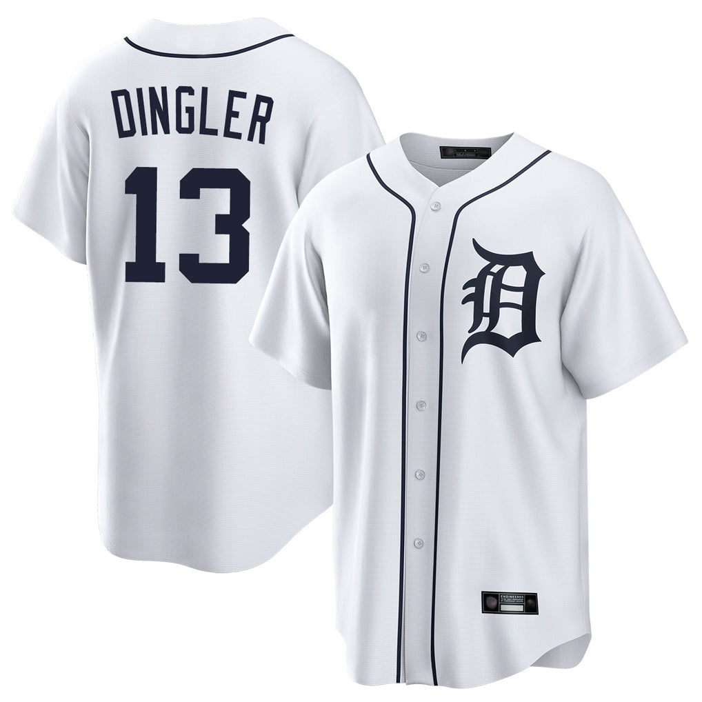 Seanshop D.Tigers #13 Dillon Dingler Player White Home Game Stitched Jerseys
