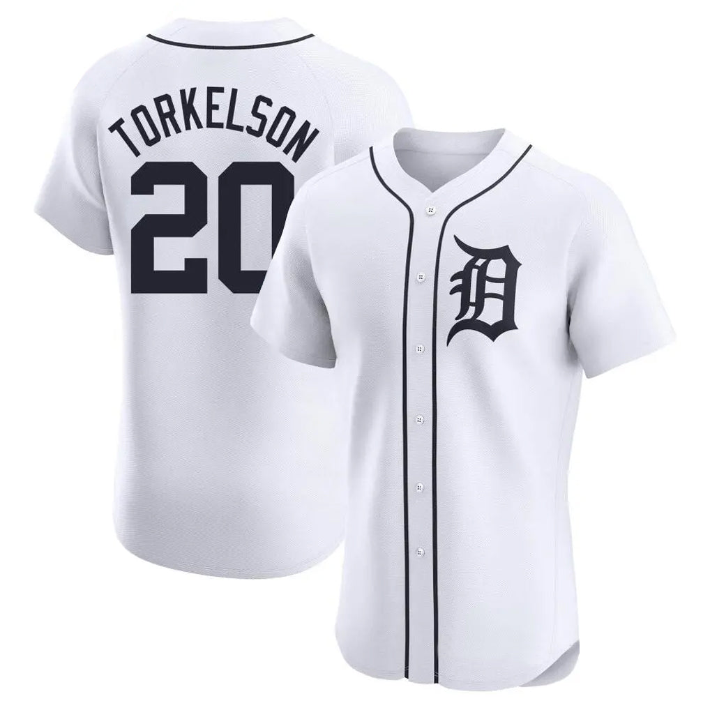 Seanshop D.Tigers #20 Spencer Torkelson Player White Limited Elite Home Stitched Jerseys