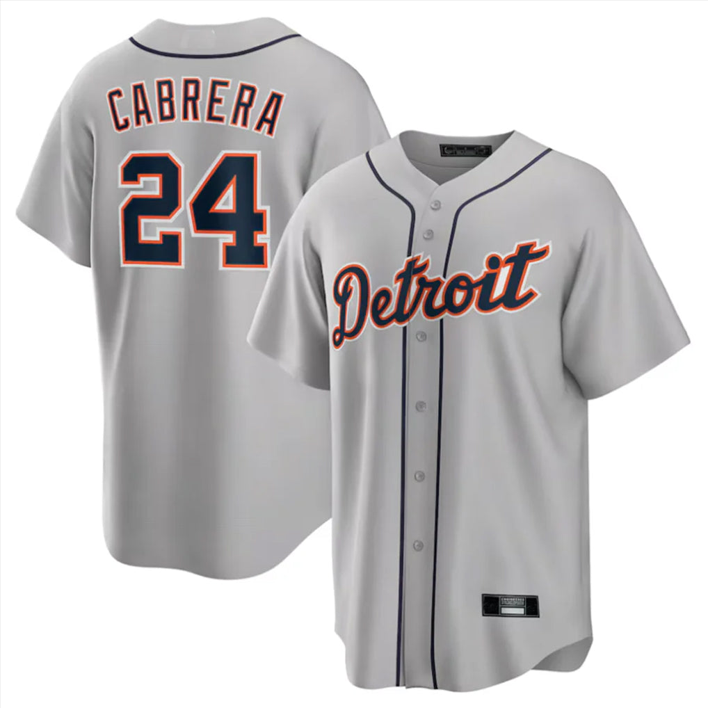 Seanshop D.Tigers #24 Miguel Cabrera Player Gray Home Game Stitched Jerseys