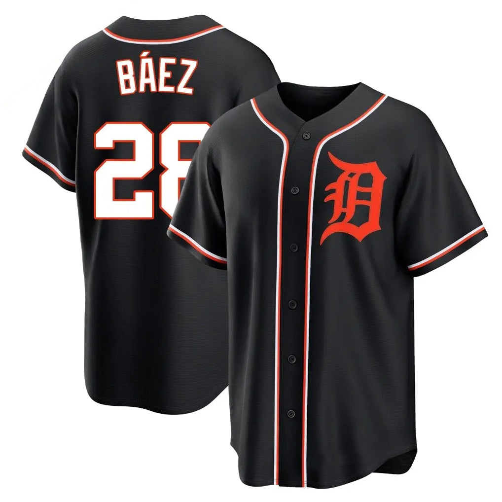 Seanshop D.Tigers #28 Javier B¨¢ez Player Black Fashion Out Home Game Stitched Jerseys