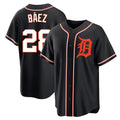 Seanshop D.Tigers #28 Javier B¨¢ez Player Black Fashion Out Home Game Stitched Jerseys