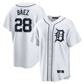 Seanshop D.Tigers #28 Javier B¨¢ez Player White Home Game Stitched Jerseys