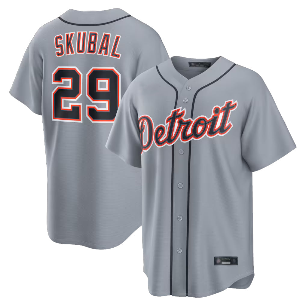 Seanshop D.Tigers #29 Tarik Skubal Player Gray Home Game Stitched Jerseys