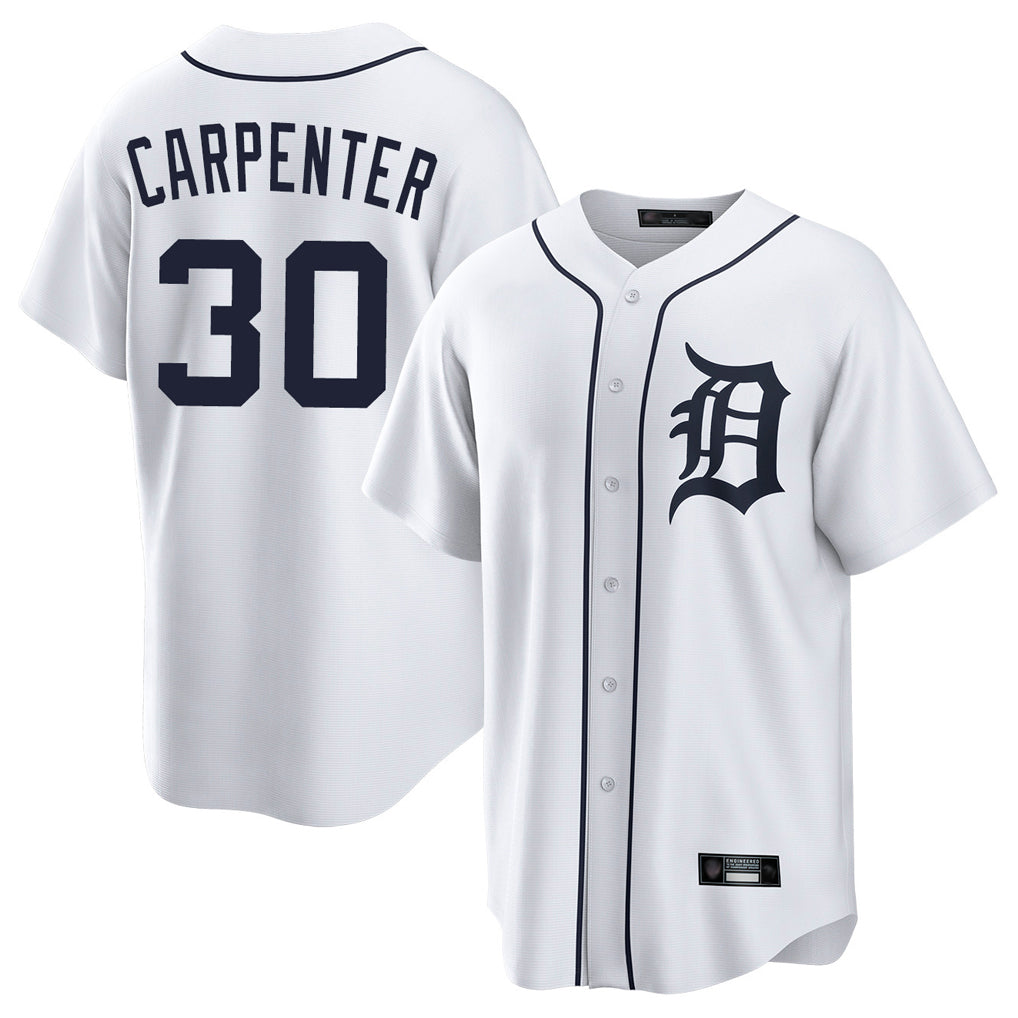 Seanshop D.Tigers #30 Kerry Carpenter Player White Home Game Stitched Jerseys