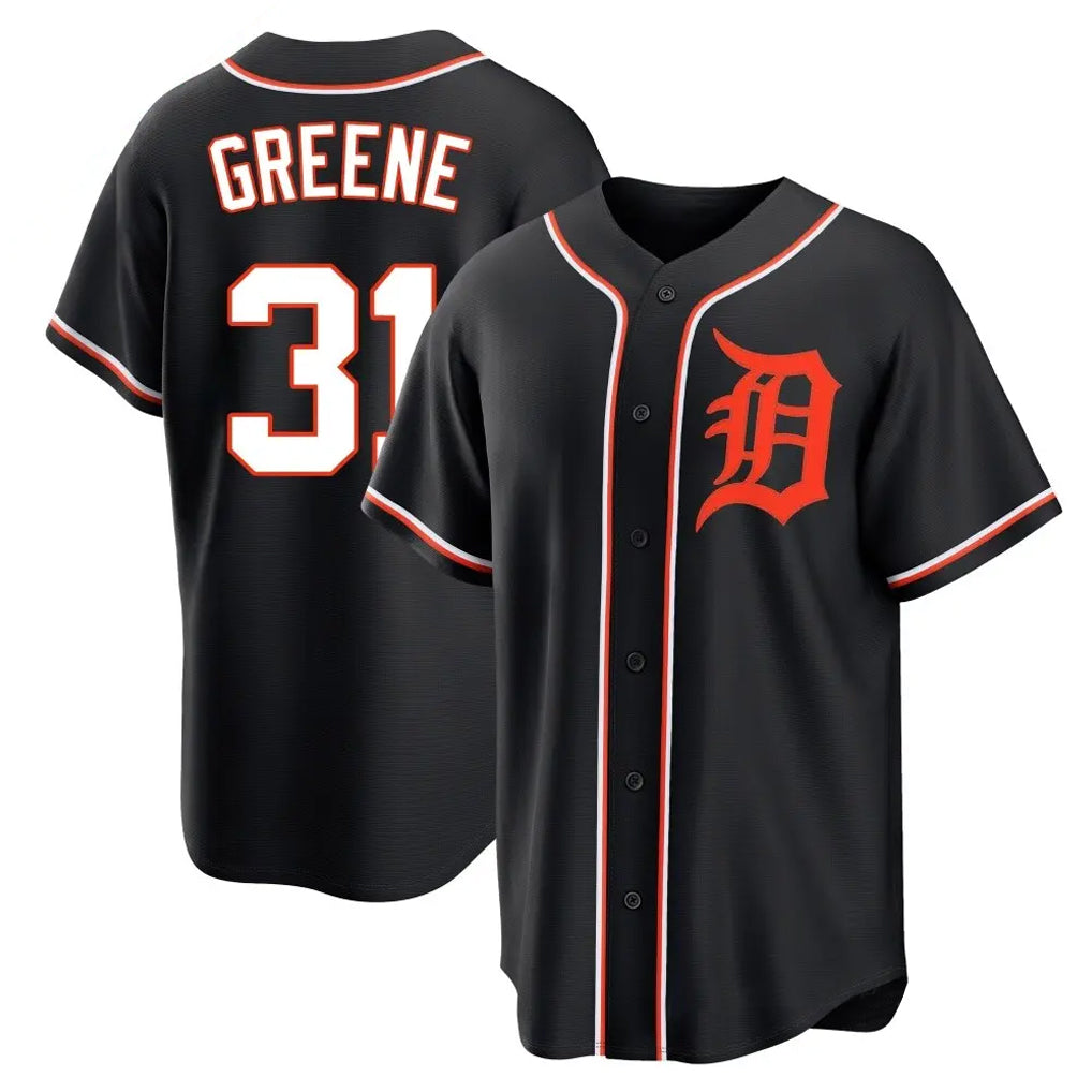 Seanshop D.Tigers #31 Riley Greene Player Black Fashion Out Home Game Stitched Jerseys