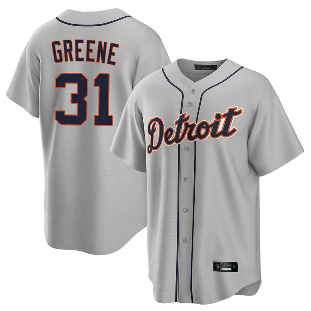 Seanshop D.Tigers #31 Riley Greene Player Gray Home Game Stitched Jerseys