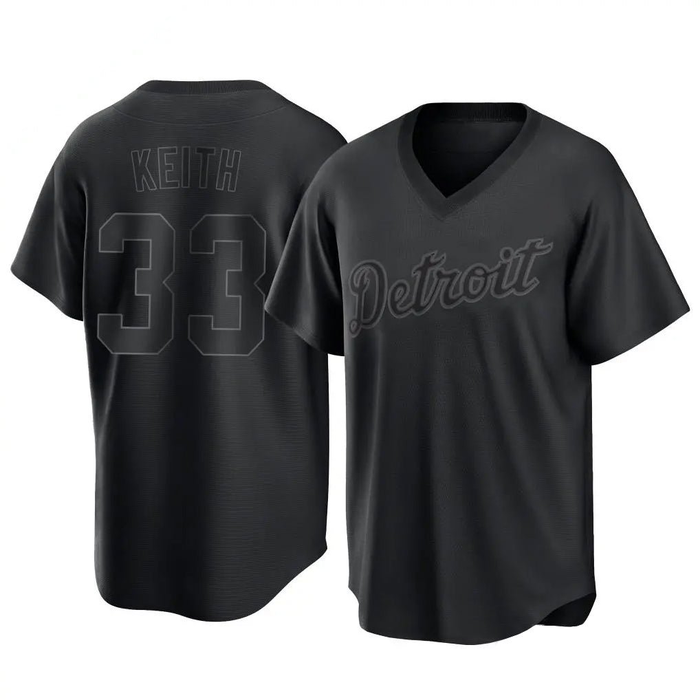 Seanshop D.Tigers #33 Colt Keith Player Black T-shirt Home Game Stitched Jerseys