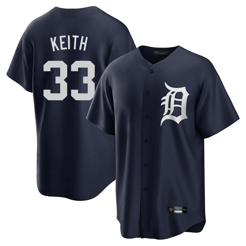 Seanshop D.Tigers #33 Colt Keith Player Navy Game Home Stitched Jerseys
