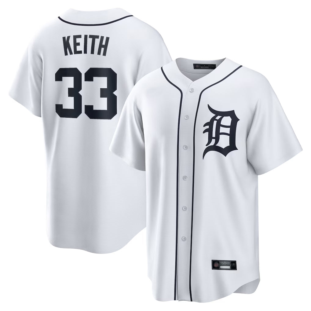 Seanshop D.Tigers #33 Colt Keith Player White Home Game Stitched Jerseys